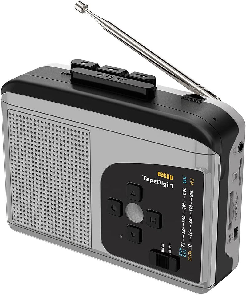 Ezcap Cassette to MP3 Converter Digital Cassette Player Converts Tape to MP3 to MicroSD Card No Computer Required