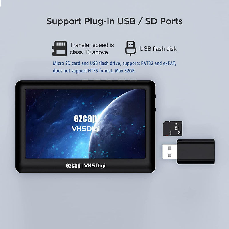 Ezcap Video till Digital Converter, CVBS Video Recorder med 4,3 tums LCD-skärm, Portable Composite CVBS AV Video Recorder Converter