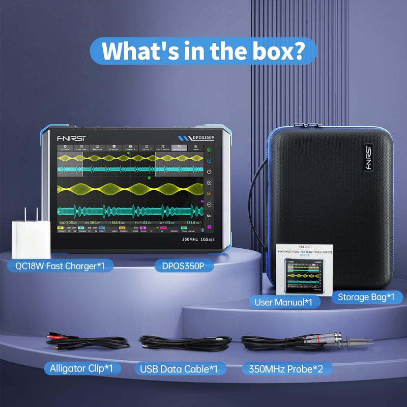 FNIRSI DPOS350P 4-in-1 Tablet Oscilloscope 350MHz, Spectrum Analyzer 200KHz - 350MHz, Frequency Response Analyzer DDS Generator, 2CH