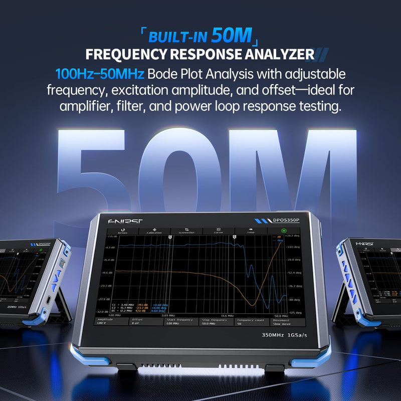 FNIRSI DPOS350P 4-in-1 Tablet Oscilloscope 350MHz, Spectrum Analyzer 200KHz - 350MHz, Frequency Response Analyzer DDS Generator, 2CH
