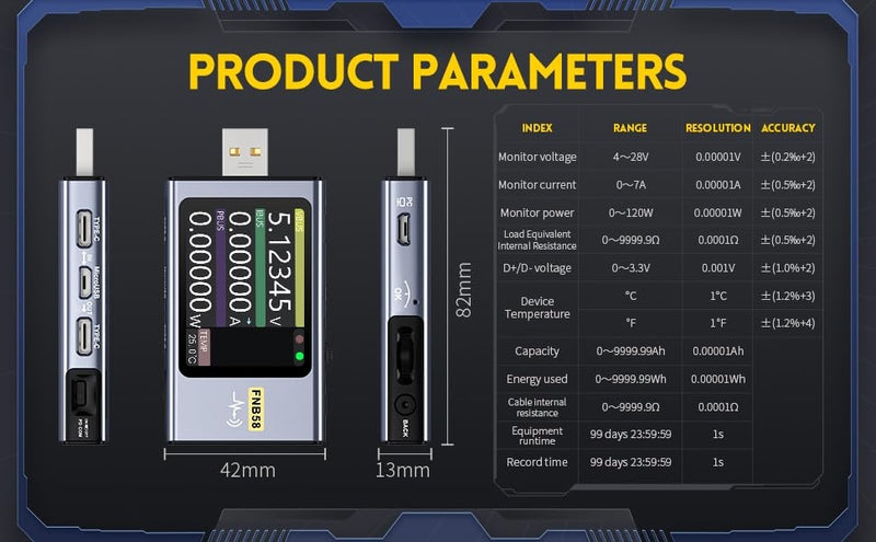 FNIRSI Digital USB voltmeter and cable tester