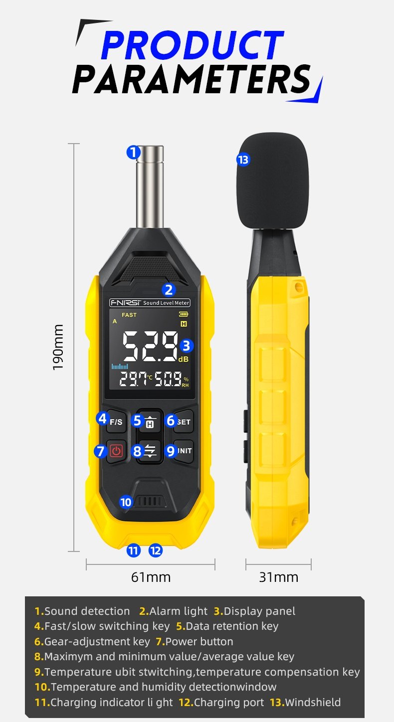 FNIRSI FDM01 Digital Noise and Sound Meter 30~130dB
