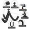 Flexible tripod mobile phone holder bendable and rotatable black fits all smartphone