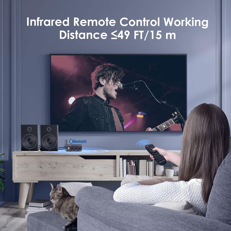 Fosi Audio BL20A 200W Bluetooth 5.0 Home Audio Stereo Amplifier Hi-Fi Mini Class D Integrated Amplifier with U-Disk/3.5MM AUX/RCA Input and Remote Control