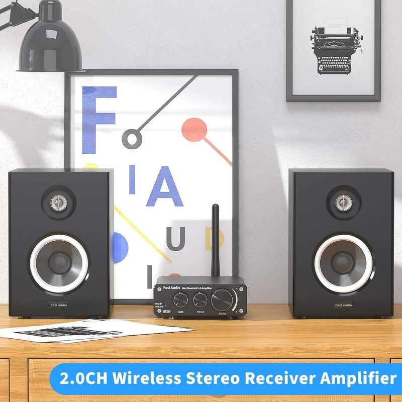 Fosi Audio BT10A Bluetooth 5.0 Stereo Audio Amplifier Receiver 2 Channel Class D Hi-Fi Integrated Amp for Home Passive Speakers 50W x 2 TPA3116