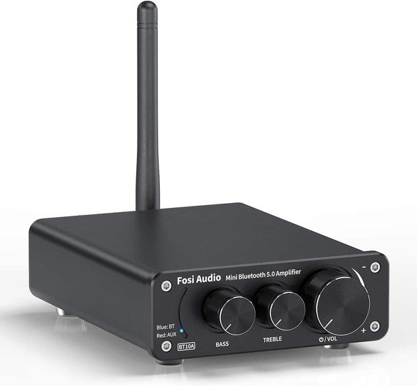 Fosi Audio BT10A Bluetooth 5.0 Stereo Audio Amplifier Receiver 2 Channel Class D Mini Hi-Fi Integrated Amp for Passive Home Speakers 50W x 2 TPA3116