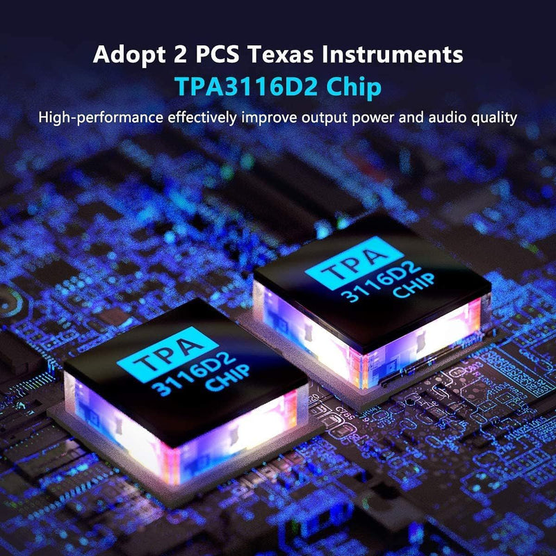 Fosi Audio BT30D Bluetooth 5.0 Stereo Audio Receiver Amplifier 2.1 Channel Hi-Fi Class D Integrated Amp 2X50 Watt
