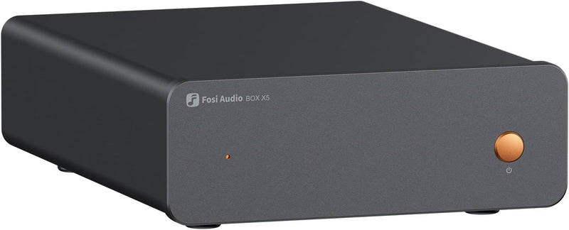 Fosi Audio Box X5 Mini Preamplifier Home Audio for MM & MC Cartridge Turntable Active Speakers, 4-Level Adjustable Gain 38/48/56/66 dB with RCA