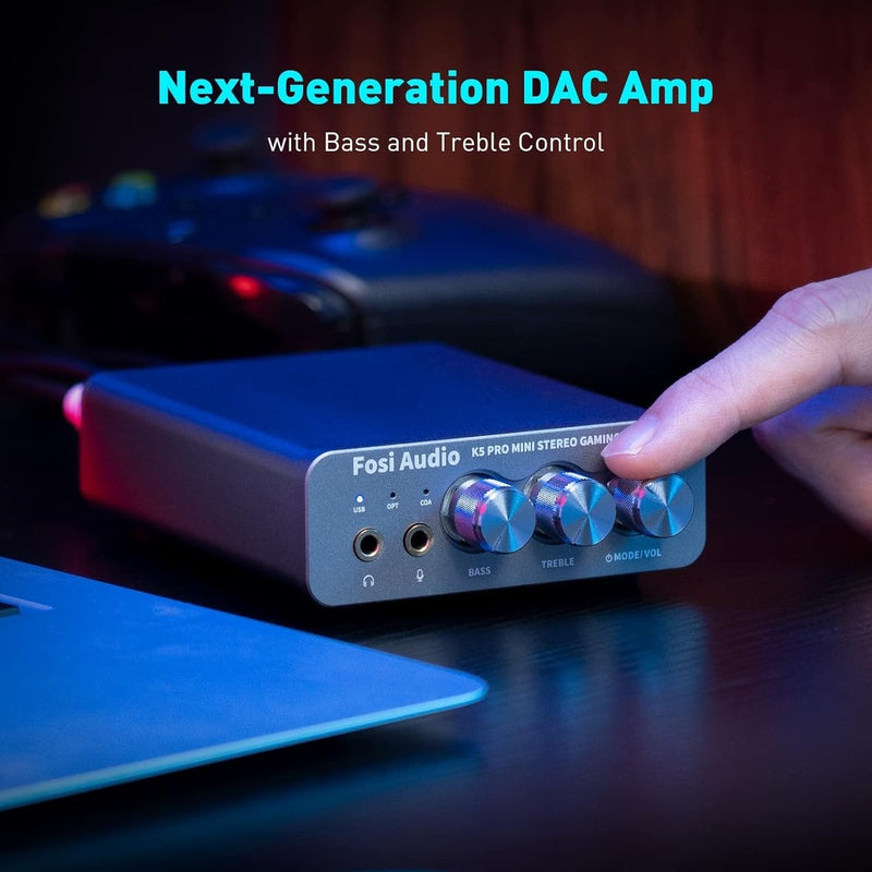 Fosi Audio K5PRO Gaming mini DAC amplifier for PS5/PC/MAC, USB-C/Optical/Coaxial to 3.5mm/RCA