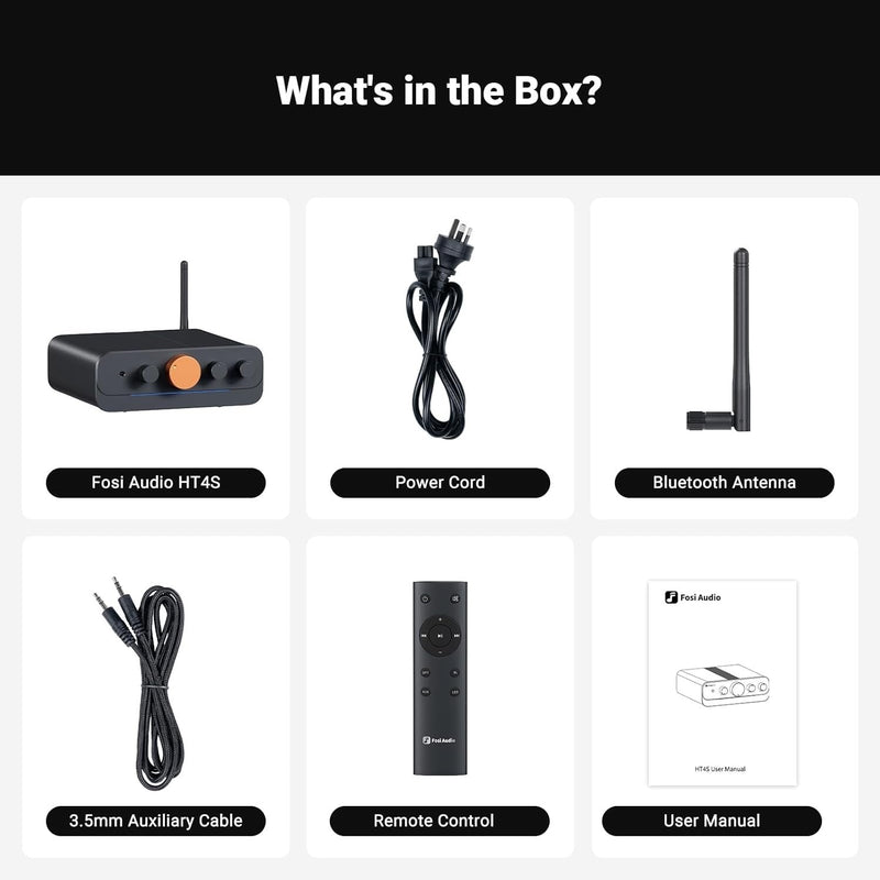Fosi Audio HT4S Bluetooth Amplifier for Outdoor Speakers, 4-Channel Power Amplifier