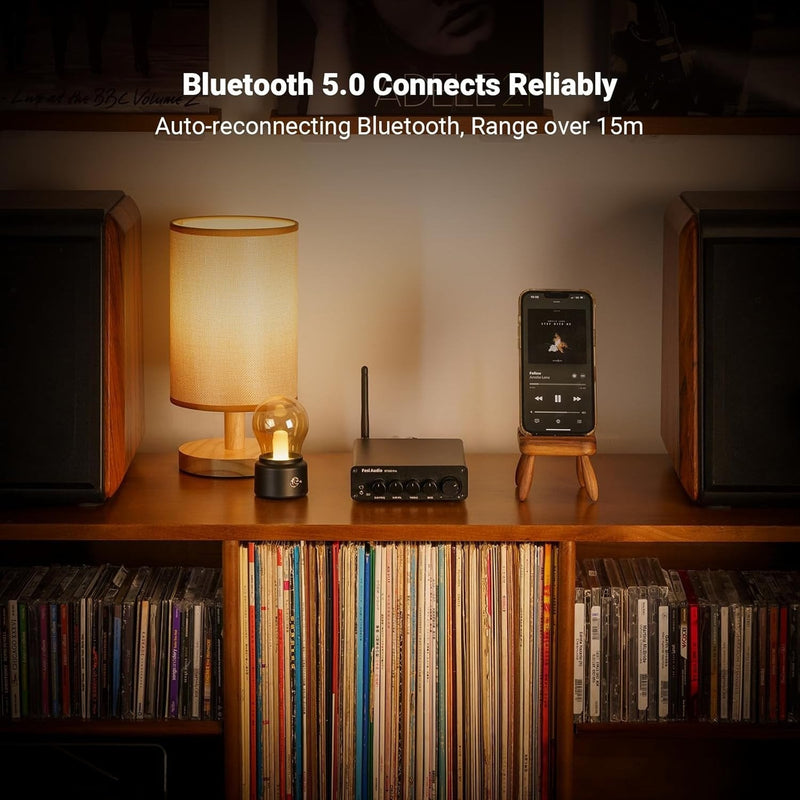 Fosi Audio Hi-Fi Bluetooth 5.0 Stereo Audio Receiver Förstärkare 2.1 Channel Mini Class D Integrated Amp 2X165W