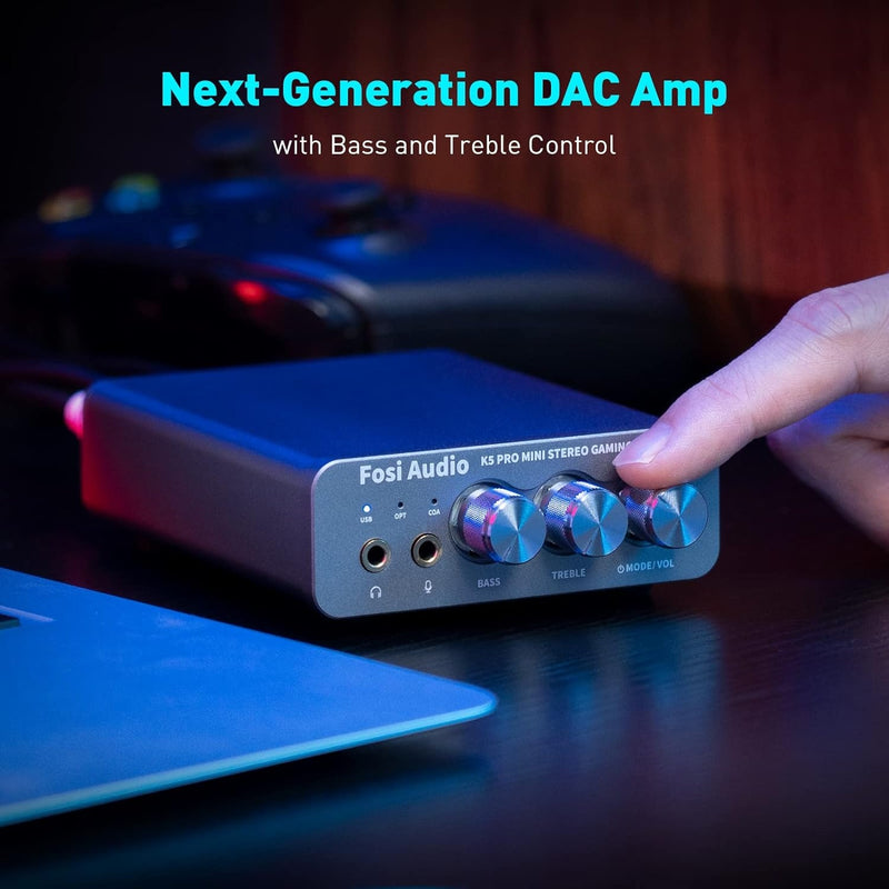 Fosi Audio K5PRO Gaming mini DAC amplifier for PS5/PC/MAC, USB-C/Optical/Coaxial to 3.5mm/RCA