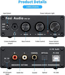 Fosi Audio Mini DAC &amp; Headphone Amplifier, 24 bit/192 kHz USB/Optical/Coaxial to RCA/AUX