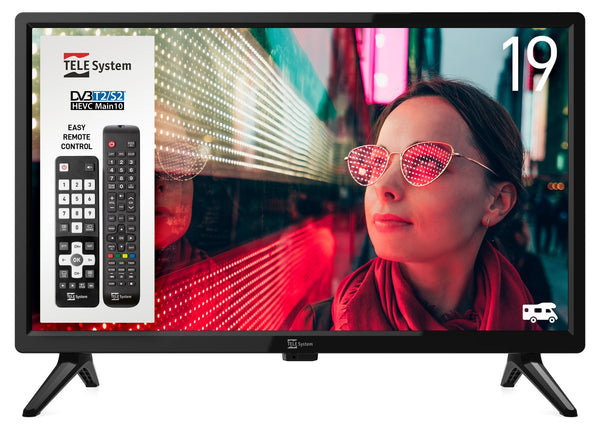 Full HD TV 19 inch 12V DC 100-240V for boat, caravan, motorhome DVB-T2 DVB-S2 VESA 100x100 PALCO 19LS13