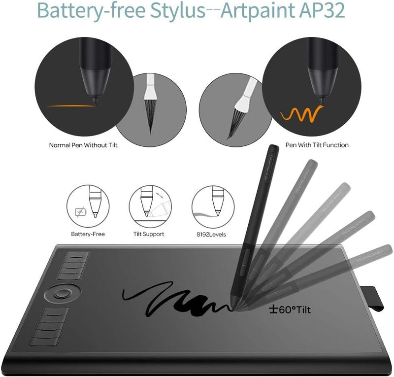 GAOMON M10K Version Pen Tablet - 25.4 x 16.9 cm graphic tablet with 8192 pressure sensitivity levels