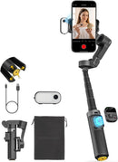 Handheld 3-Axis Anti-Shake Gimbal Stabilizer for iPhone AI Tracking Module with Fill Light Gesture Control and One-Tap Tripod Release Built-in Extension Rod