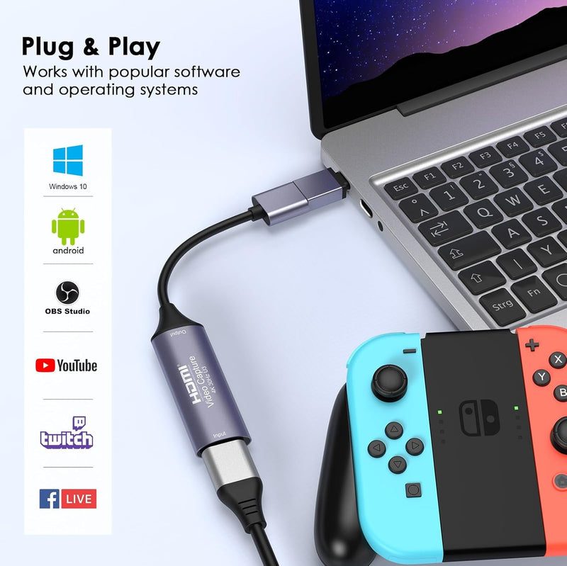 HDMI 4K 30Hz to USB3.0 adapter for video recording USB-A and USB-C
