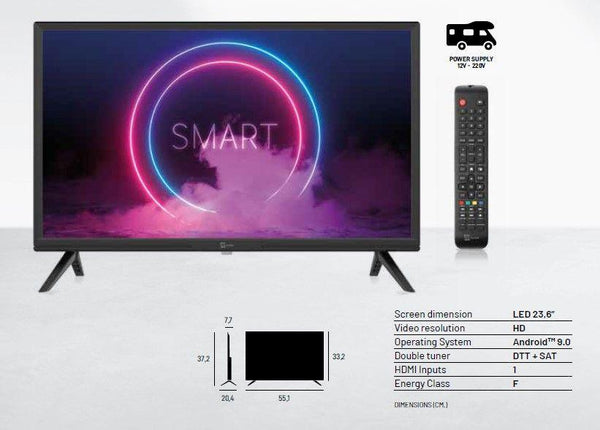 HD Ready Smart TV 24inch 12V DC 100-240V for boat caravan motorhome DVB-T2 DVB-S2 VESA 100x100 PALCO 24SMARTLX1