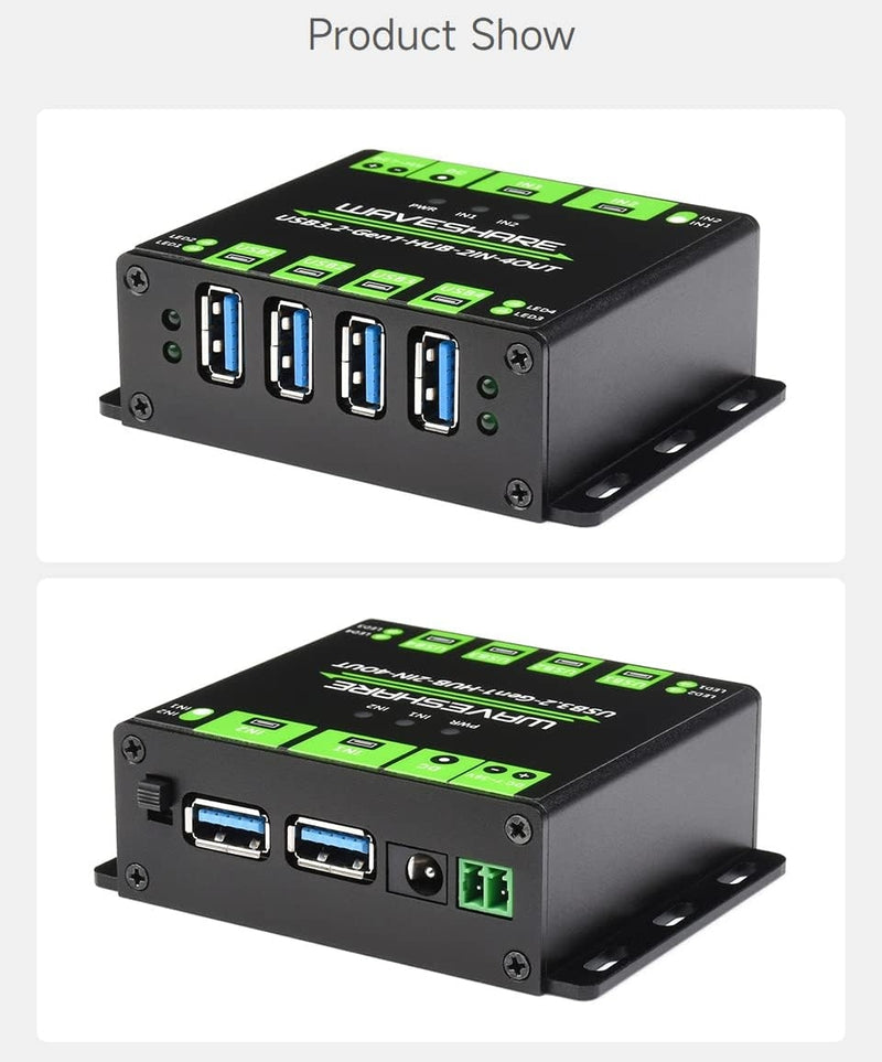 Industrial USB HUB for 2 computers to 4 USB 3.2 ports, switchable, mountable, compatible with Windows Linux Mac