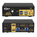 KVM 2x2 HDMI Switch Dual Monitor HDMI2.1 8K60Hz 4K144Hz 4:4:4 with 2x3.5mm and 4xUSB-A