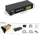 KVM 4x2 HDMI Switch Dual Monitor HDMI2.0 4K60Hz 4:4:4 with 1x3.5mm and 4xUSB-A