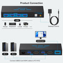 NÖRDIC KVM switch 2 to 1 HDMI to HDMI, 8K60Hz/4K120Hz, 4x USB-A