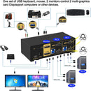 KVM switch 2 to 2 DisplayPort to DisplayPort, 8K30Hz 4K144Hz, 3x USB-A, 2x 3.5mm AUX