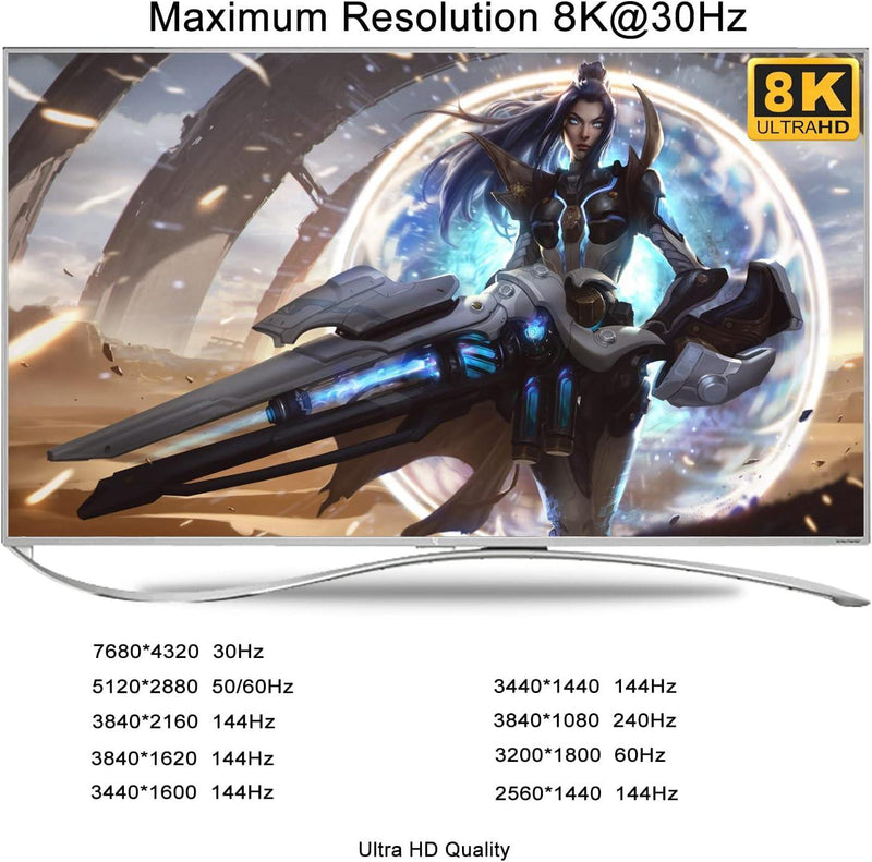KVM switch 2 to 2 DisplayPort to DisplayPort, 8K30Hz 4K144Hz, 3x USB-A, 2x 3.5mm AUX
