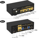 KVM switch 2 to 2 DisplayPort to DisplayPort, 8K30Hz 4K144Hz, 3x USB-A, 2x 3.5mm AUX