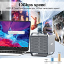 MAIWO 4-bay DAS design for 3.5” SATA HDDs with 2 cooling fans, USB‑C & 10 Gbps speed, no RAID