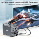MAIWO 4-bay DAS design for 3.5” SATA HDDs with 2 cooling fans, USB‑C & 10 Gbps speed, no RAID