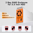 MAIWO 2-bay SATA RAID enclosure for 3.5" HDD, lightning-fast 5Gbps, RAID 1/0/JBOD, 2x30TB
