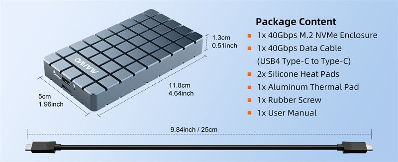 MAIWO USB4.0 NVME External Cabinet 8TB M and B&M Key 2280