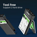 Maiwo K25682 USB 3.1 GEN1 5Gbps external RAID0, 1, BOD storage enclosures 2x 2.5 SATA HDD SSD 7/9.5mm up to 2 TB supports UASP USB cable Type B to A