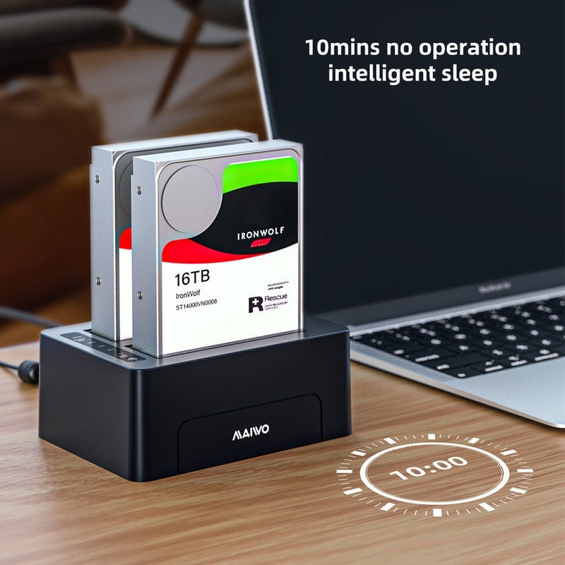 Maiwo K3082 USB 3.1 GEN1 5Gbps Docking 2x 2.5 3.5 SATA HDD up to 14TB with support for UASP, support SATAIII 6Gbps With cloning function