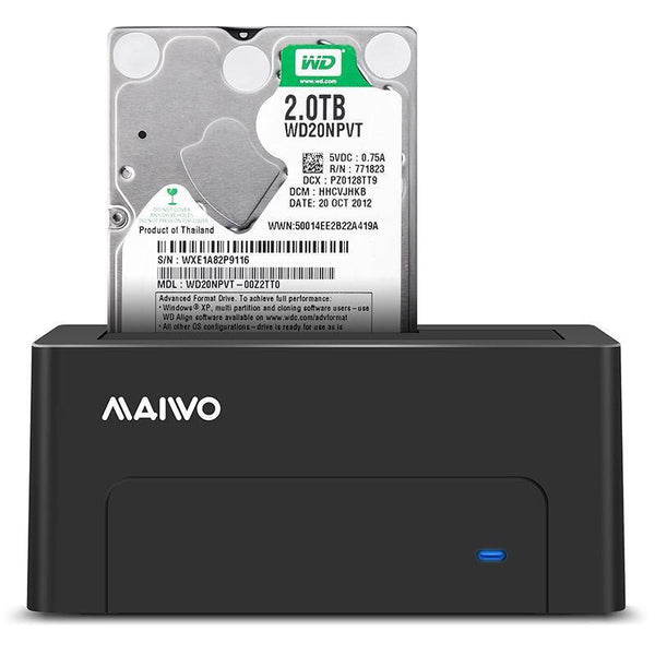 Maiwo K308C USB C 3.2 Gen2 10Gbps Docking Station for 1pc 2.5 3.5 SATA HDD SSD up to 14TB with support for UASP, Support for SATAIII 6Gbps