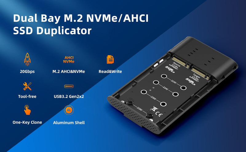 Maiwo external cabinet for hard disk cloning M.2 NVMe SSD USB3.2 20Gbps