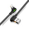 Mcdodo CA-4671 Angled Lightning (Non-MFIs) to the angled USB A cable for syncing and quick charging, LED, black, 1.2m