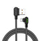 Mcdodo CA-4673 Angled Lightning (Non-MFIs) to the angled USB A cable for syncing and quick charging, LED, black, 1.8m