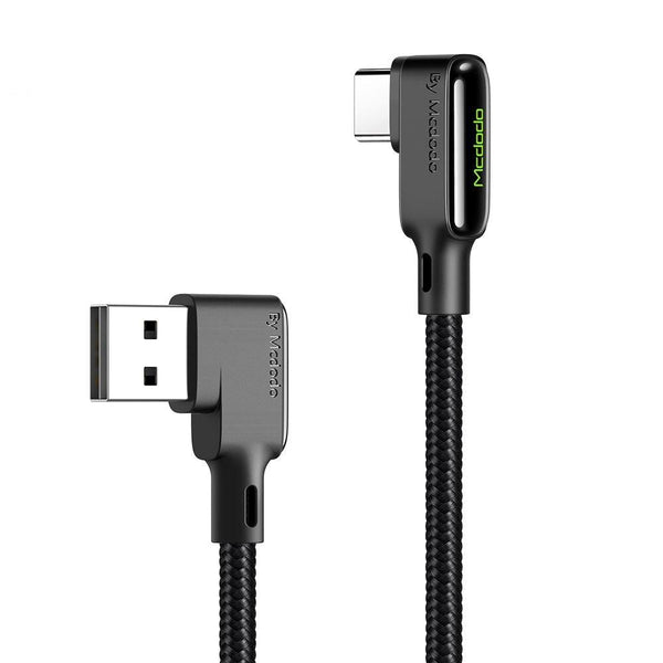 Mcdodo CA-7520 USB C to USB A angled cable for rapid charging and sync LED 1.2m