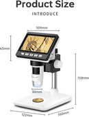 NÖRDIC LCD Digital Microscope 50X–500X, 4.3-inch 1080P USB Microscope with 8 Adjustable LED Lights and PC View