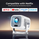 NÖRDIC 1080P Projector Netflix Certified 200 ANSI lumen 2.4/5G WiFi 6 support for iOS/Android