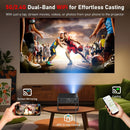 NÖRDIC 1080P Projector Certified for Netflix, Prime Video, Disney+ and YouTube, 300 ANSI lumens, 2.4/5G WiFi 6 support for iOS/Android