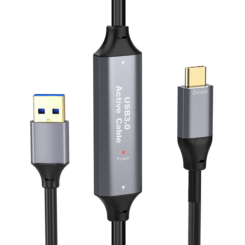 NÖRDIC 10m Active USB 3.0 A to C Cable, 5Gbps Super Speed USB Cable Compatible with VR, Camera, Docking Station and More