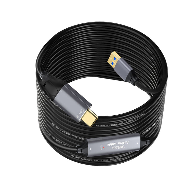 NÖRDIC 10m Active USB 3.0 A to C Cable, 5Gbps Super Speed USB Cable Compatible with VR, Camera, Docking Station and More