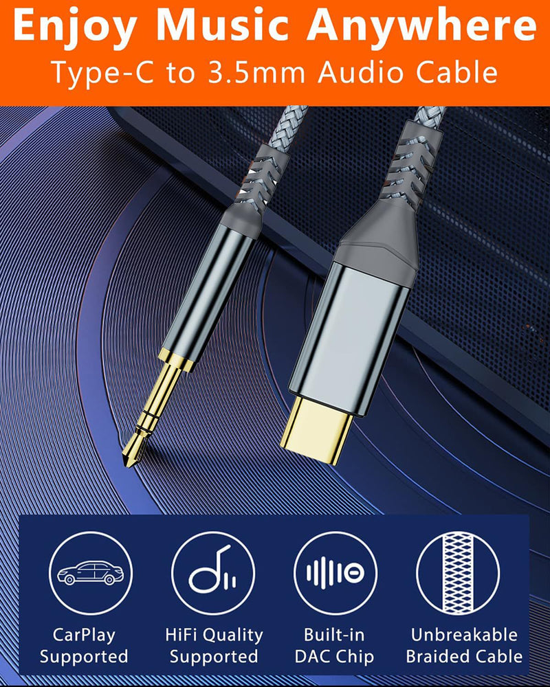NÖRDIC 1,2m USB-C to 3.5mm Headphone Audio Aux Jack Cable