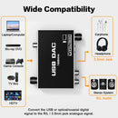 NÖRDIC 192 kHz USB DAC Digital-to-Analogue Audio Converter, USB/Optical/SPDIF/Coaxial to Analogue Stereo RCA L/R 3.5 mm