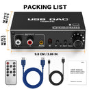 NÖRDIC 192 kHz USB DAC Digital-to-Analogue Audio Converter, USB/Optical/SPDIF/Coaxial to Analogue Stereo RCA L/R 3.5 mm