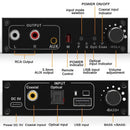 NÖRDIC 192 kHz USB DAC Digital-to-Analogue Audio Converter, USB/Optical/SPDIF/Coaxial to Analogue Stereo RCA L/R 3.5 mm