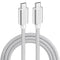 NÖRDIC 1M USB C 3.1 To USB C Nylon Braided Cable Quick Charging 3A Gen1 5Gbps Power Delivery PD 60W White